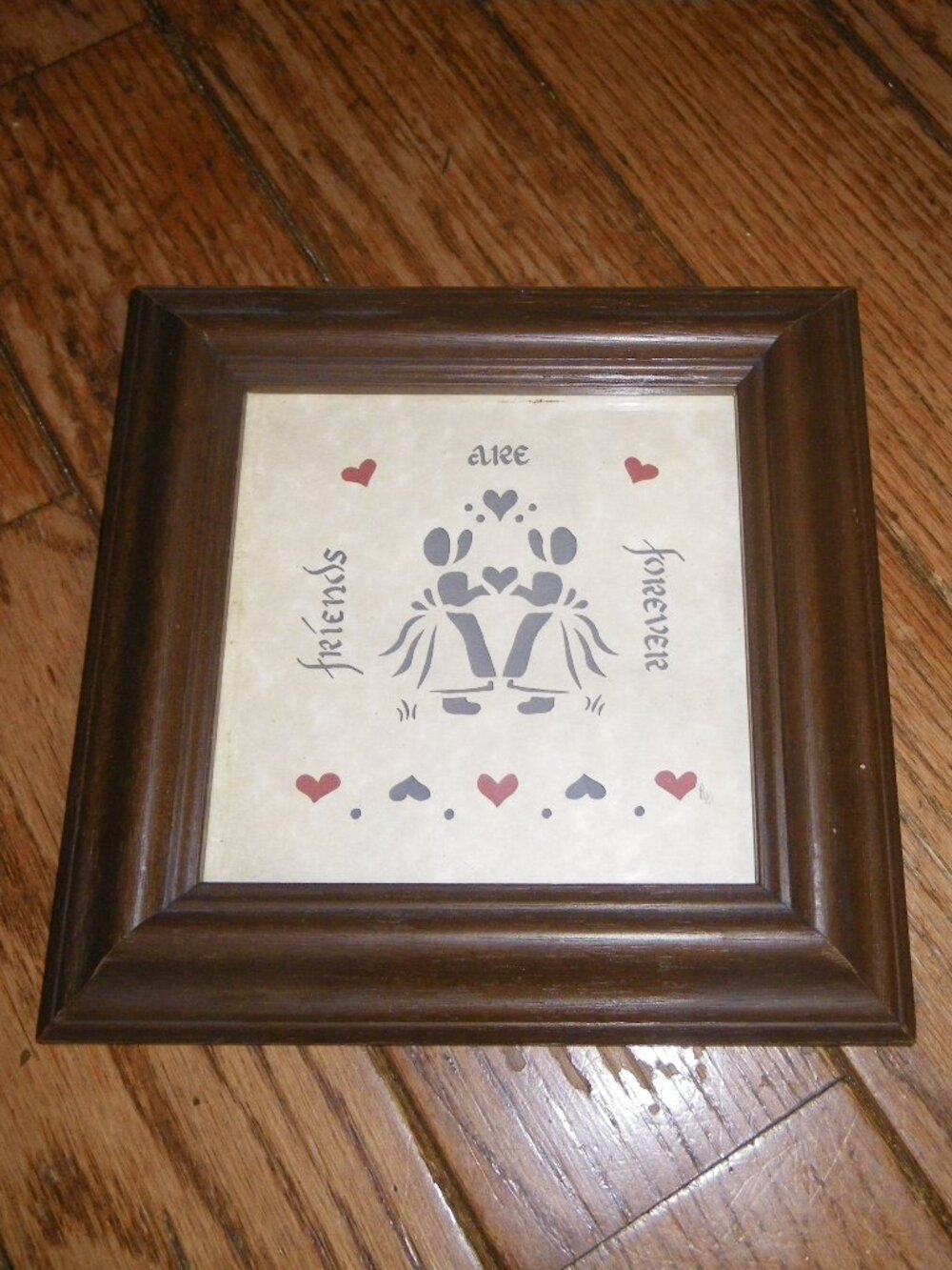 Small Wooden Framed "Schevenschnitte" German Paper Cutting Friends are Forever